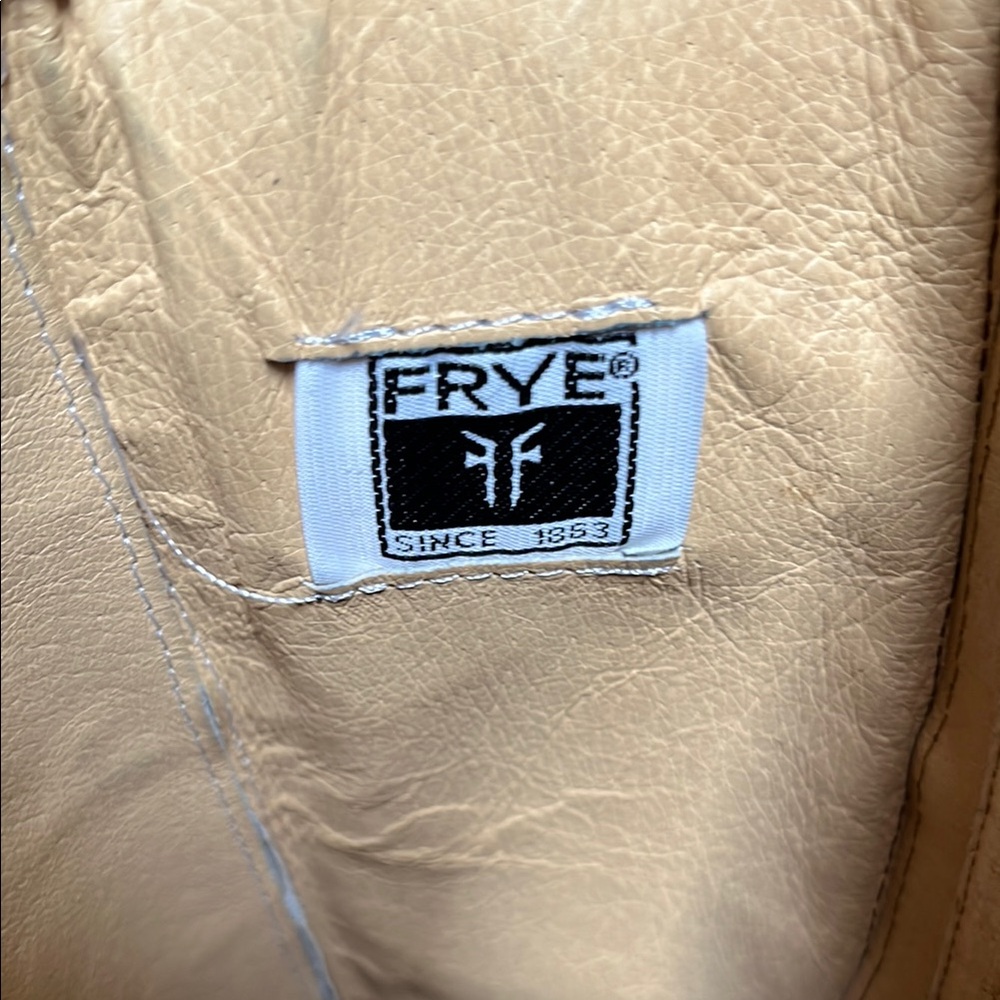 FRYE MELISSA BUTTON INSIDE ZIP COGNAC DISTRESSED LEATHER RIDING BOOT - Picture 8 of 10